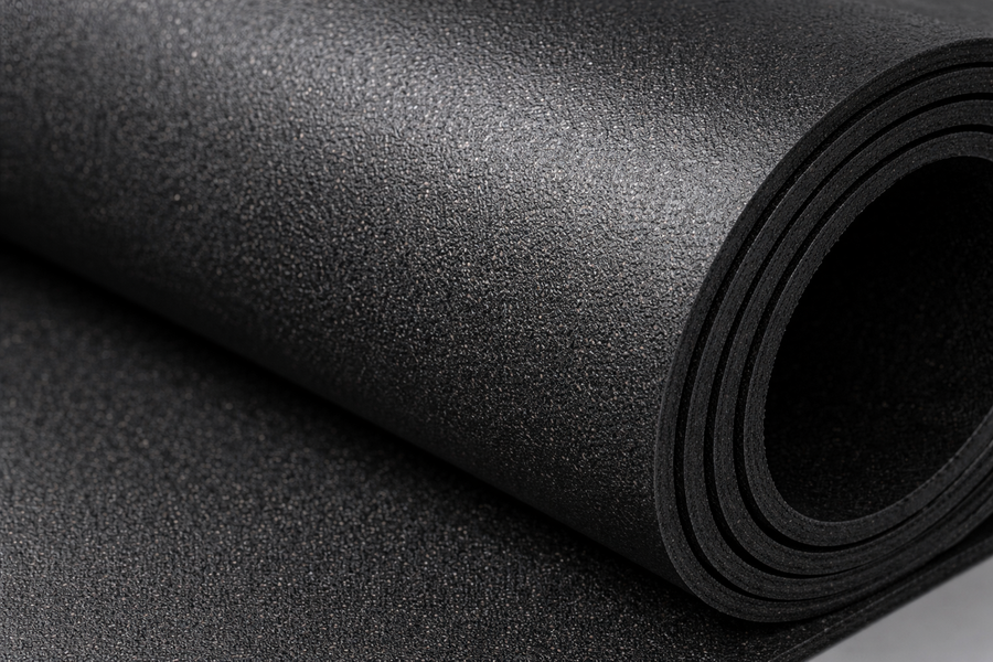 Close-up of SilentCloud 10 kg MLV Soundproofing Mat (1.2 m x 2.0 m) with a fine, pebbled texture. Ideal for acoustic insulation and noise reduction in various applications, including floors and walls.