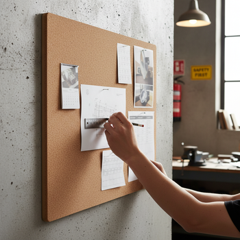 Custom MDF Backed Cork Pinboard Rounded Edges