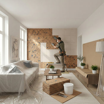 Blue Pattern Cork Wall Tiles 600x300mm 3mm 11 Pack 1.98sqm