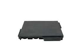 SilentTile 70mm Acoustic Gym Flooring Fitness Interlocking Tile shown as a black plastic module with connector pins, ideal for soundproofing and vibration damping in high-traffic areas, offering superior noise reduction and sound insulation.